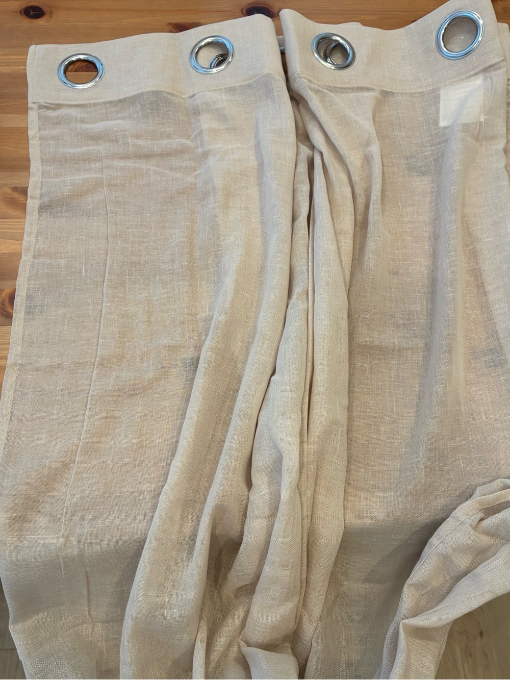 NICETOWN Linen Textured Sheer Faux Flax Window Curtains, 96" x 52" Beige, 2 piec